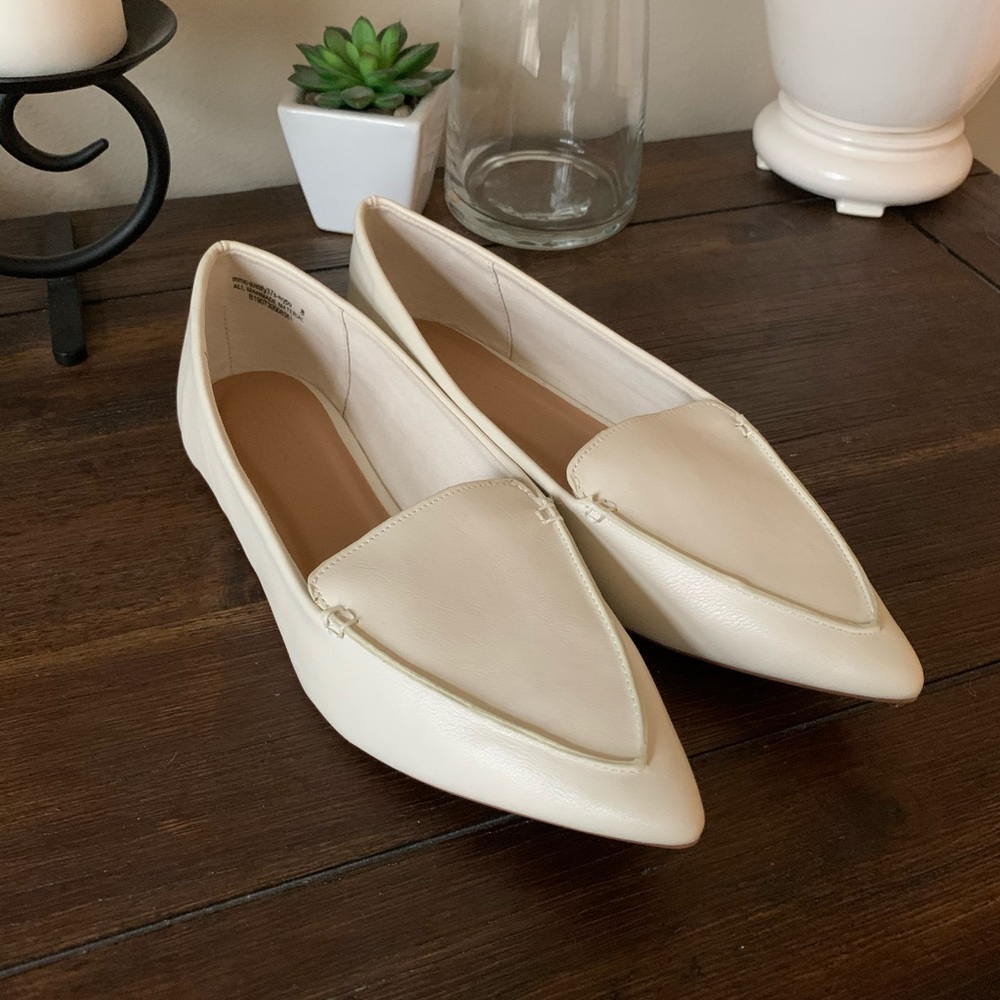 Pointed Ivory Leather Flats - Brand New